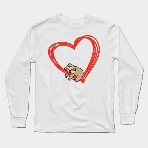 'Sloth Heart Valentines' Sweet Valentines Lovers Long Sleeve T-Shirt by ourwackyhome